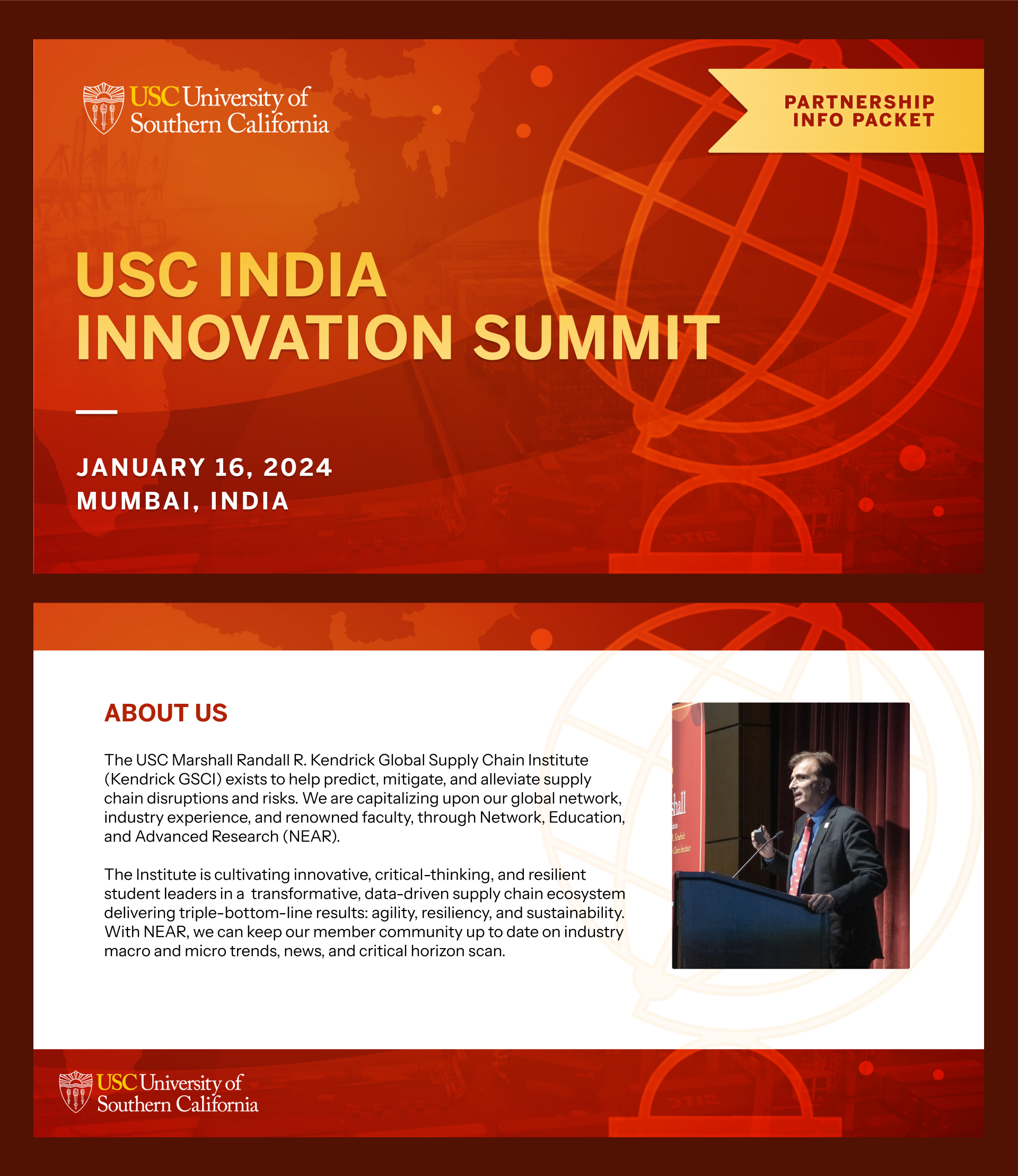 Designing marketing materials for USC's Global Supply Chain school.
